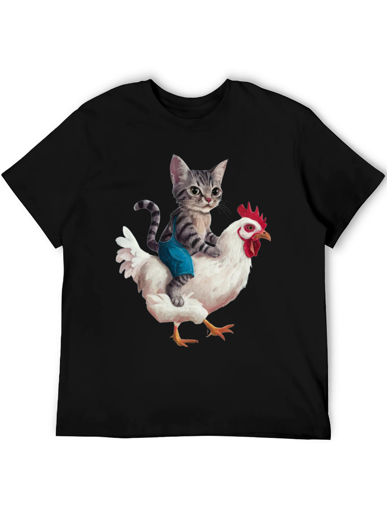 Cat Riding Chicken Graphic Tee