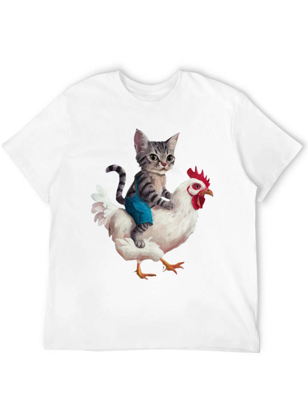Cat Riding Chicken Graphic Tee