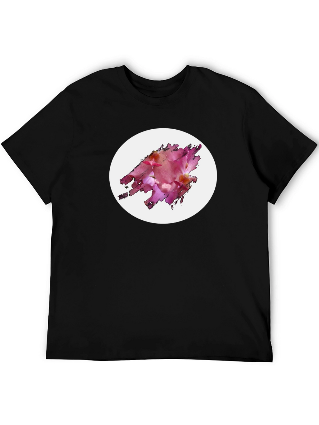 Black T-Shirt with Floral Graphic Design