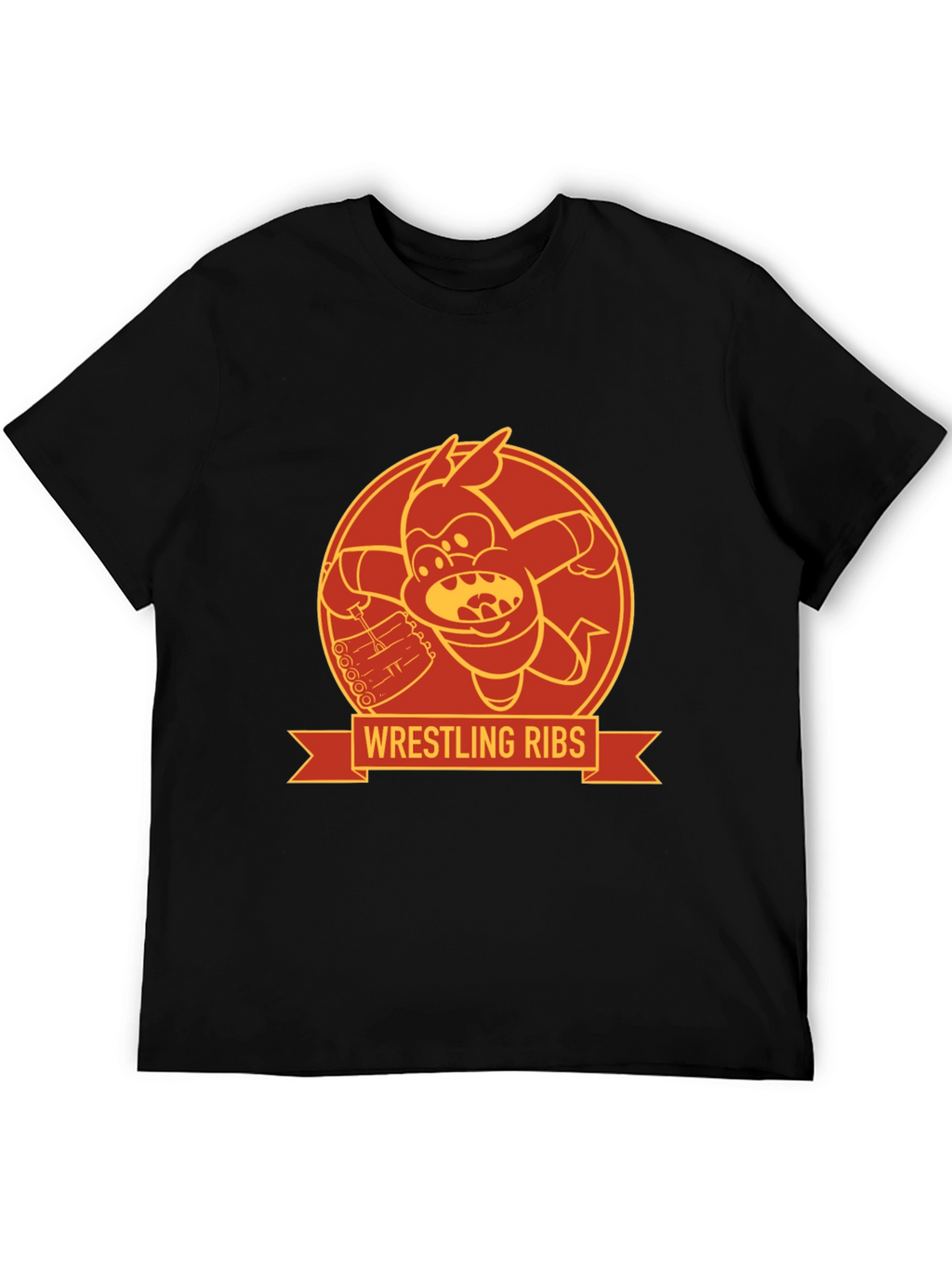 Wrestling Ribs Funny Cartoon Graphic Tee