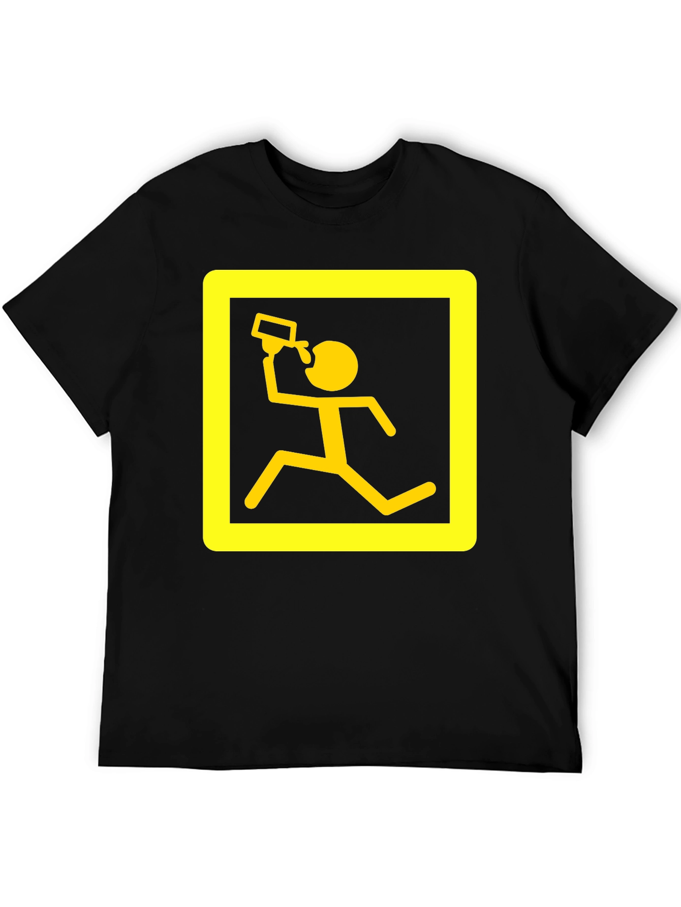Funny Running Man Drinking T-Shirt - Black
