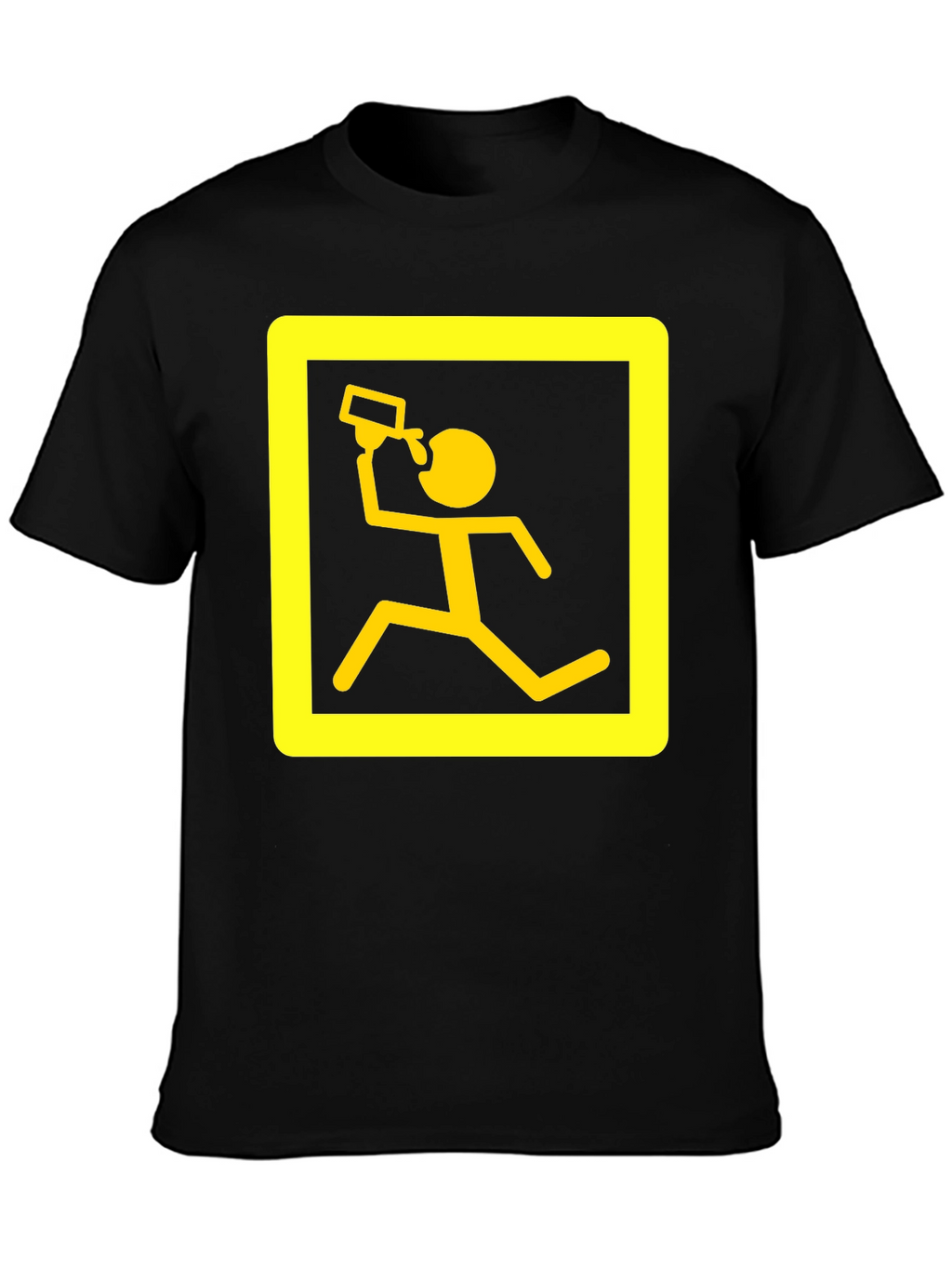 Funny Running Man Drinking T-Shirt - Black