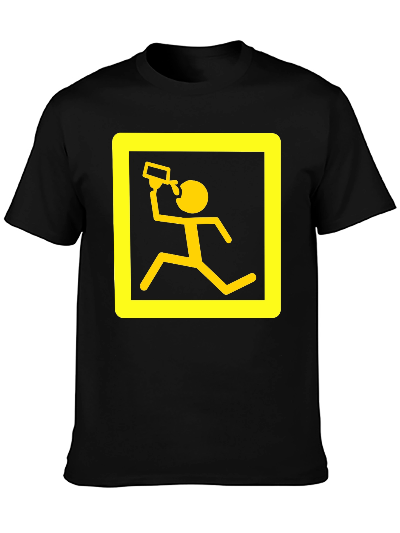 Funny Running Man Drinking T-Shirt - Black