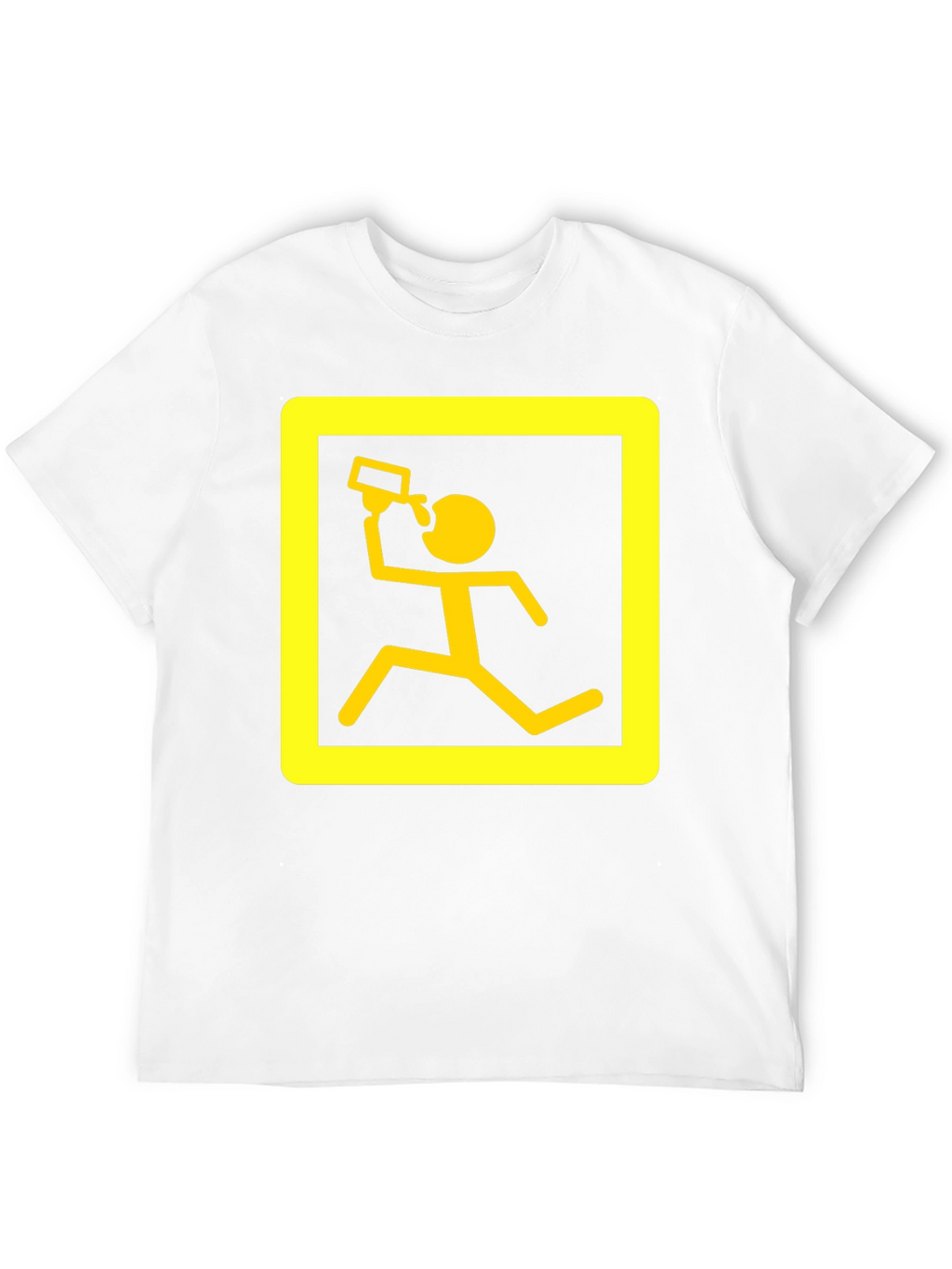 Funny Running Man Drinking T-Shirt - Black