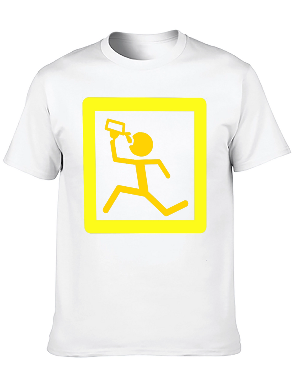 Funny Running Man Drinking T-Shirt - Black