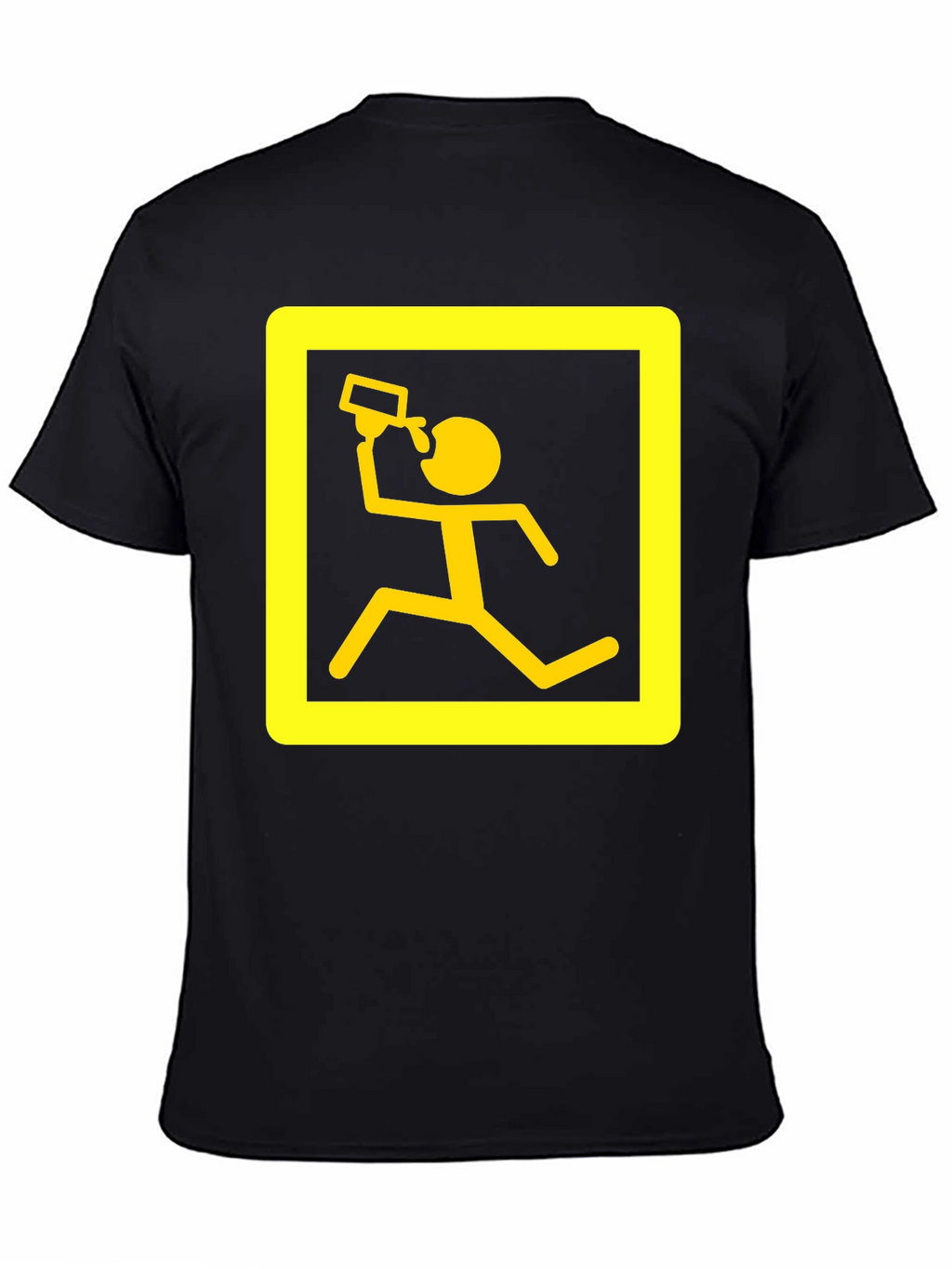 Funny Running Man Drinking T-Shirt - Black