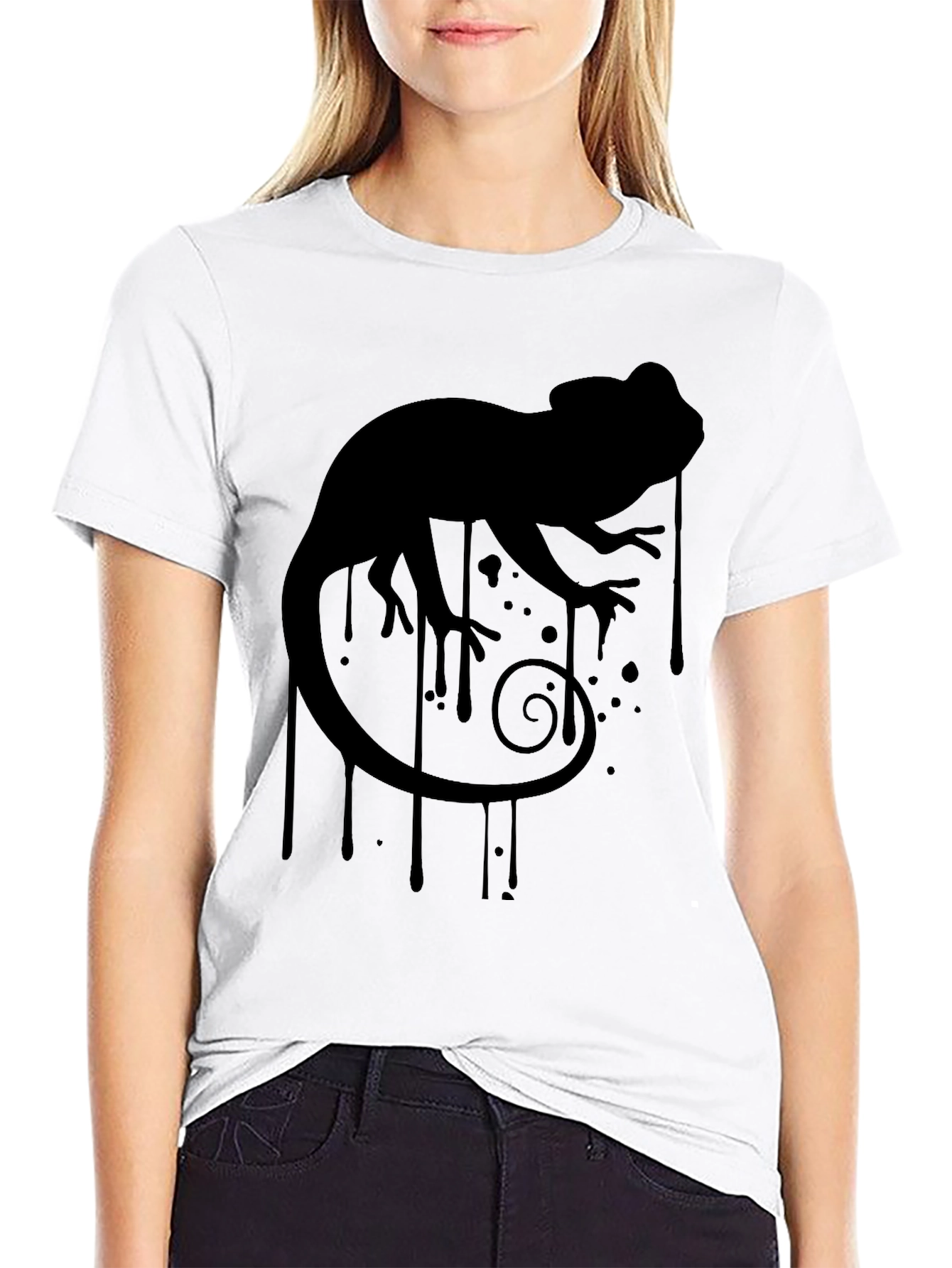 Chameleon Silhouette Graphic Tee - Black