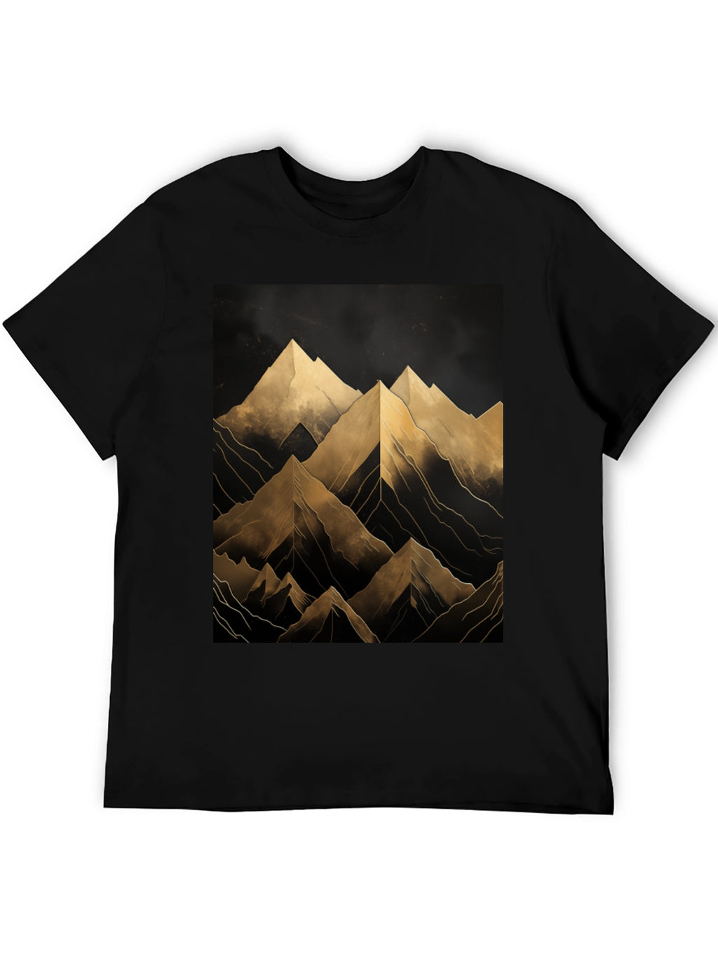 Abstract Mountain Graphic Black T-Shirt