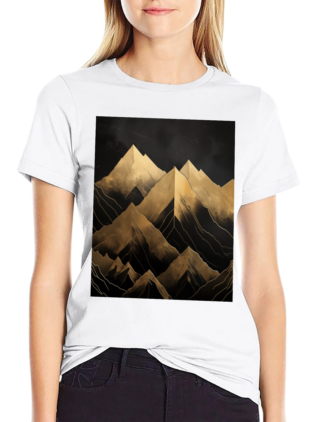 Abstract Mountain Graphic Black T-Shirt