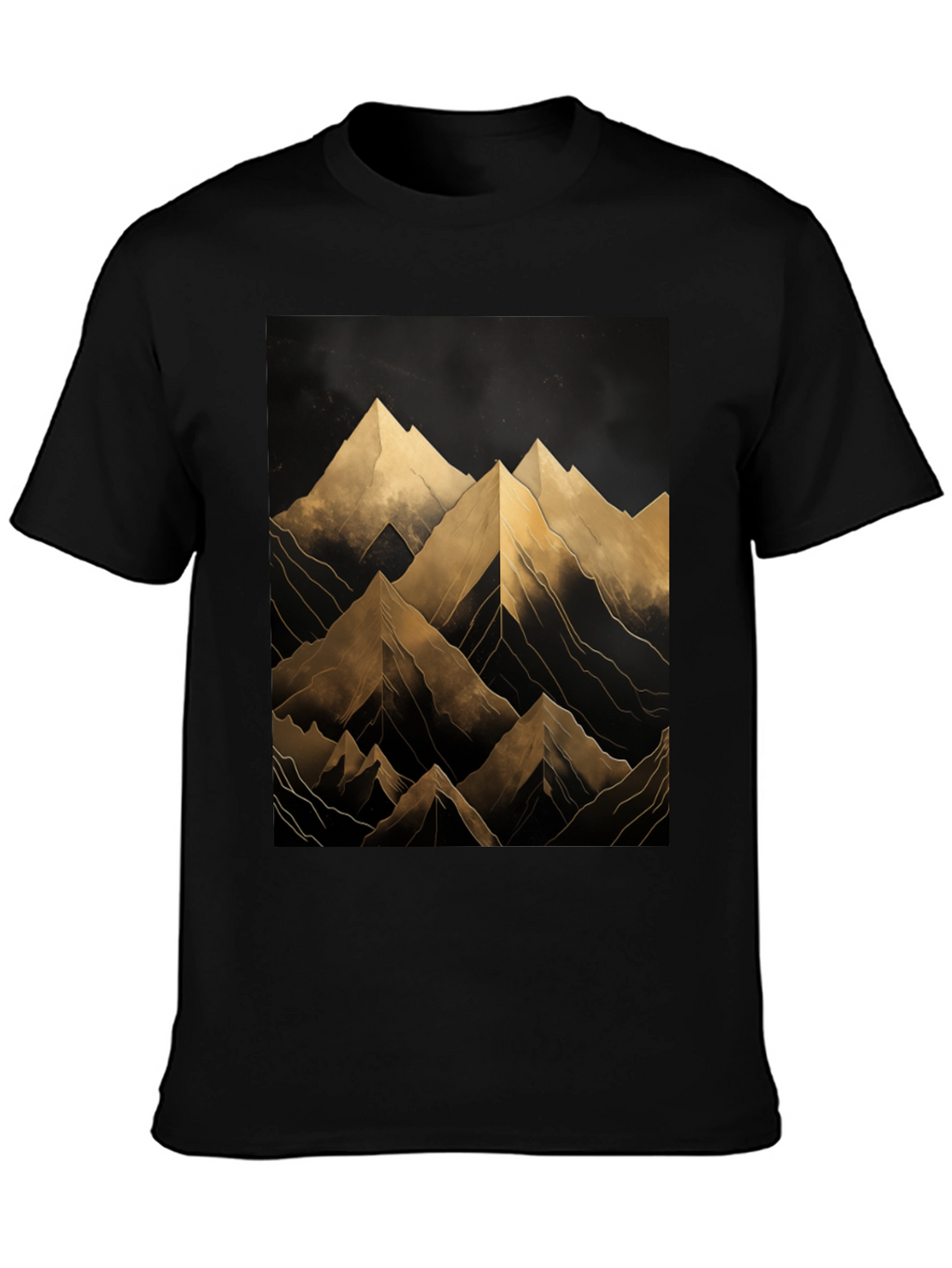 Abstract Mountain Graphic Black T-Shirt