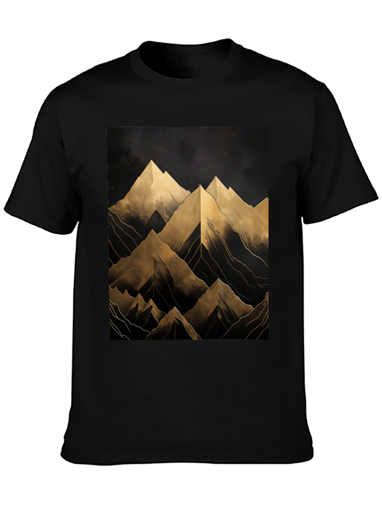 Abstract Mountain Graphic Black T-Shirt