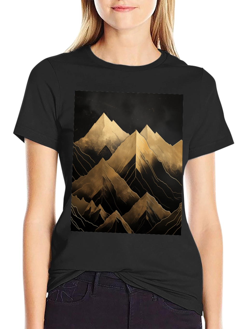 Abstract Mountain Graphic Black T-Shirt