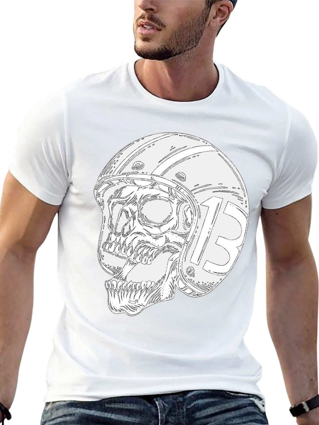 Skull Helmet Black T-Shirt - Rider Graphic Tee
