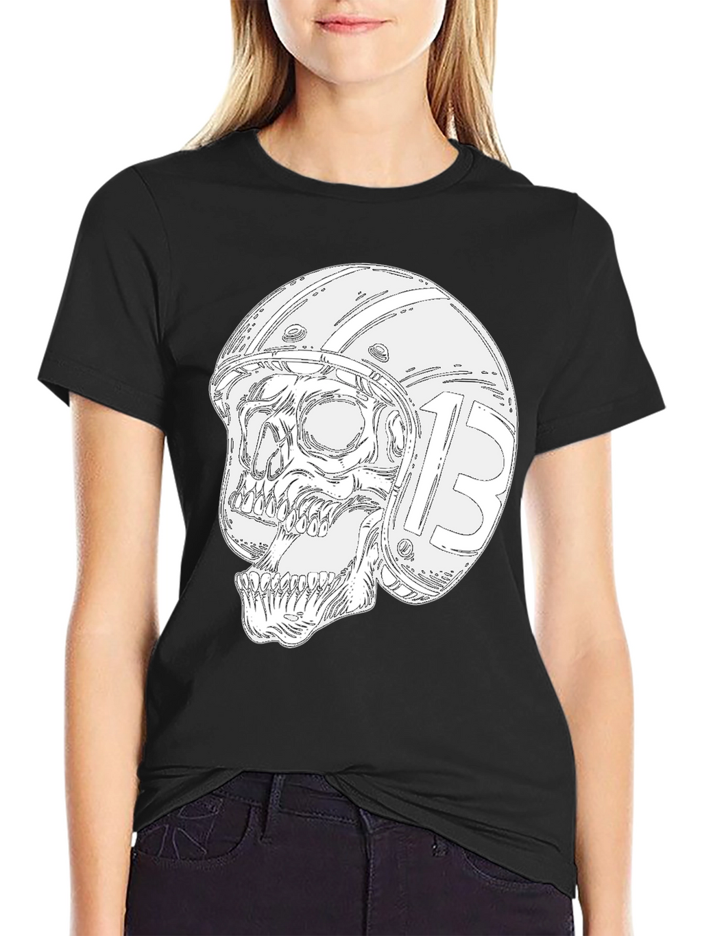 Skull Helmet Black T-Shirt - Rider Graphic Tee