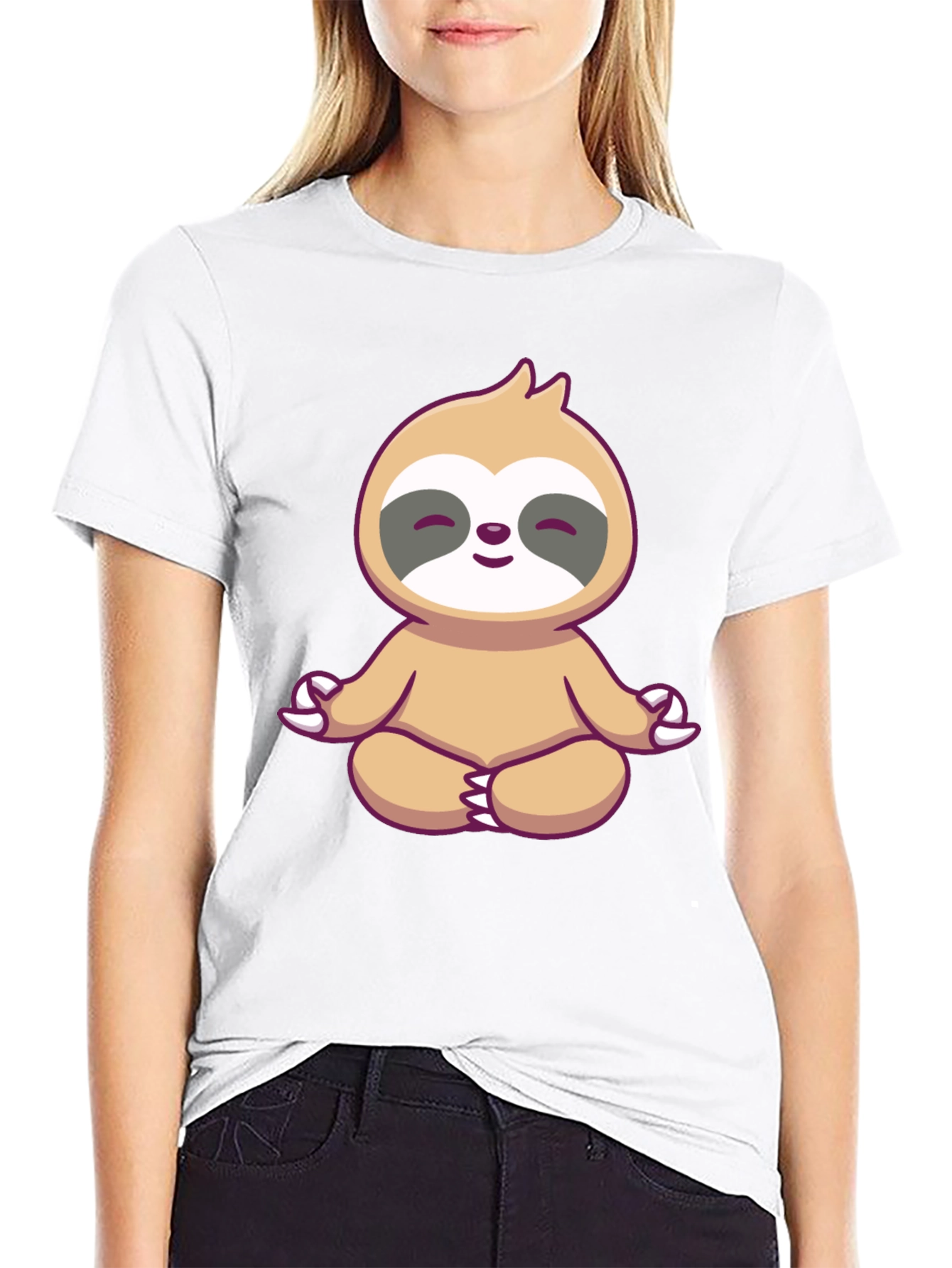 Zen Sloth Graphic Tee - Black Cotton T-Shirt