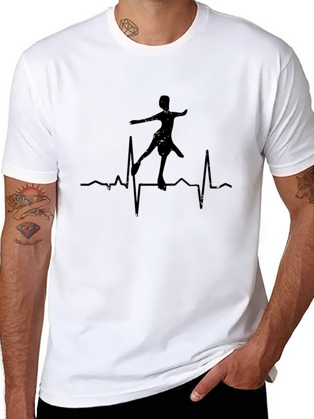 Ballerina Heartbeat Mens Black T-Shirt