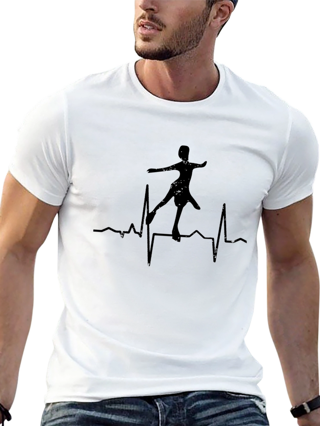 Ballerina Heartbeat Mens Black T-Shirt