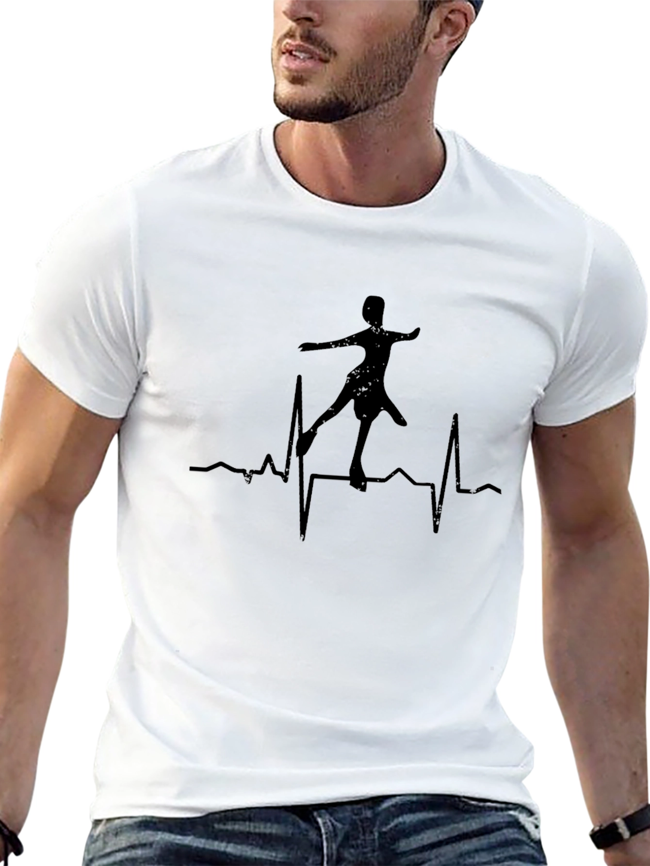 Ballerina Heartbeat Mens Black T-Shirt