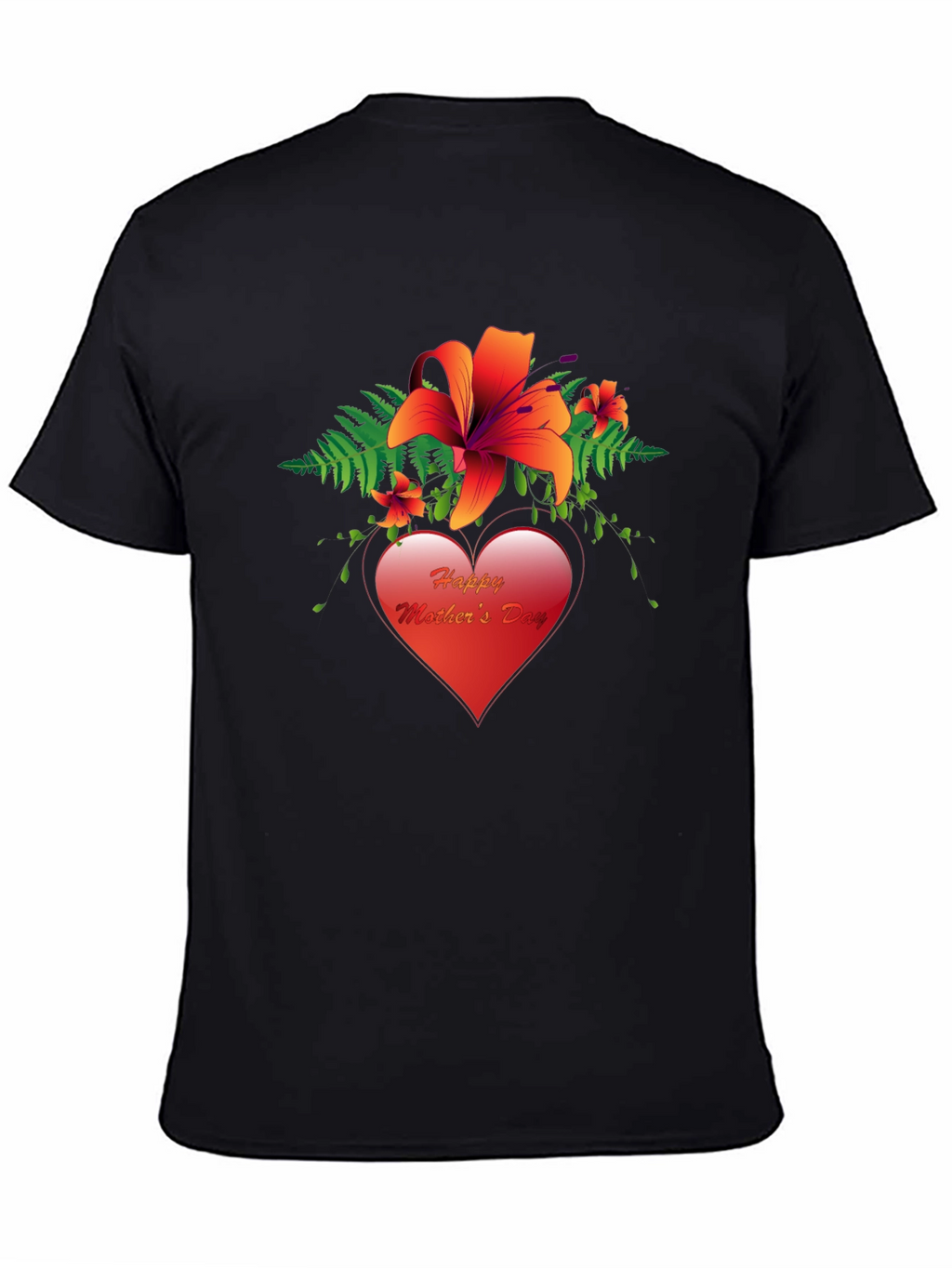 Happy Mothers Day T-Shirt with Floral Heart Design
