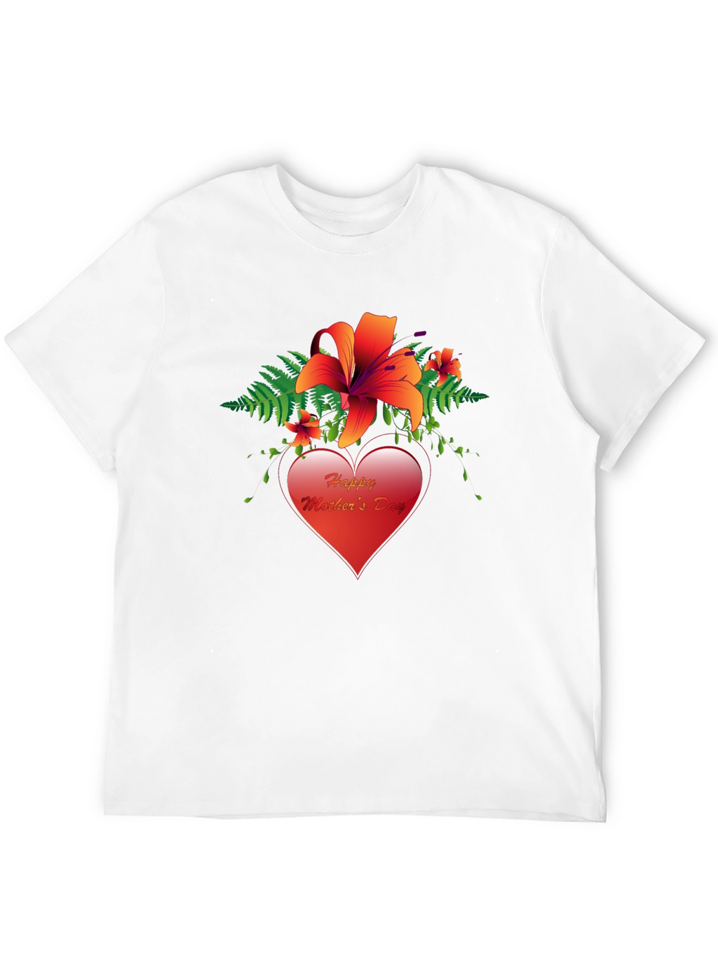 Happy Mothers Day T-Shirt with Floral Heart Design