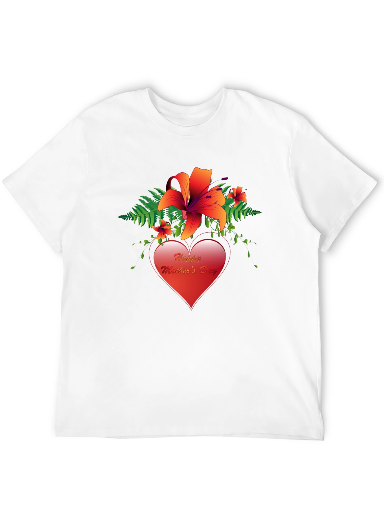 Happy Mothers Day T-Shirt with Floral Heart Design