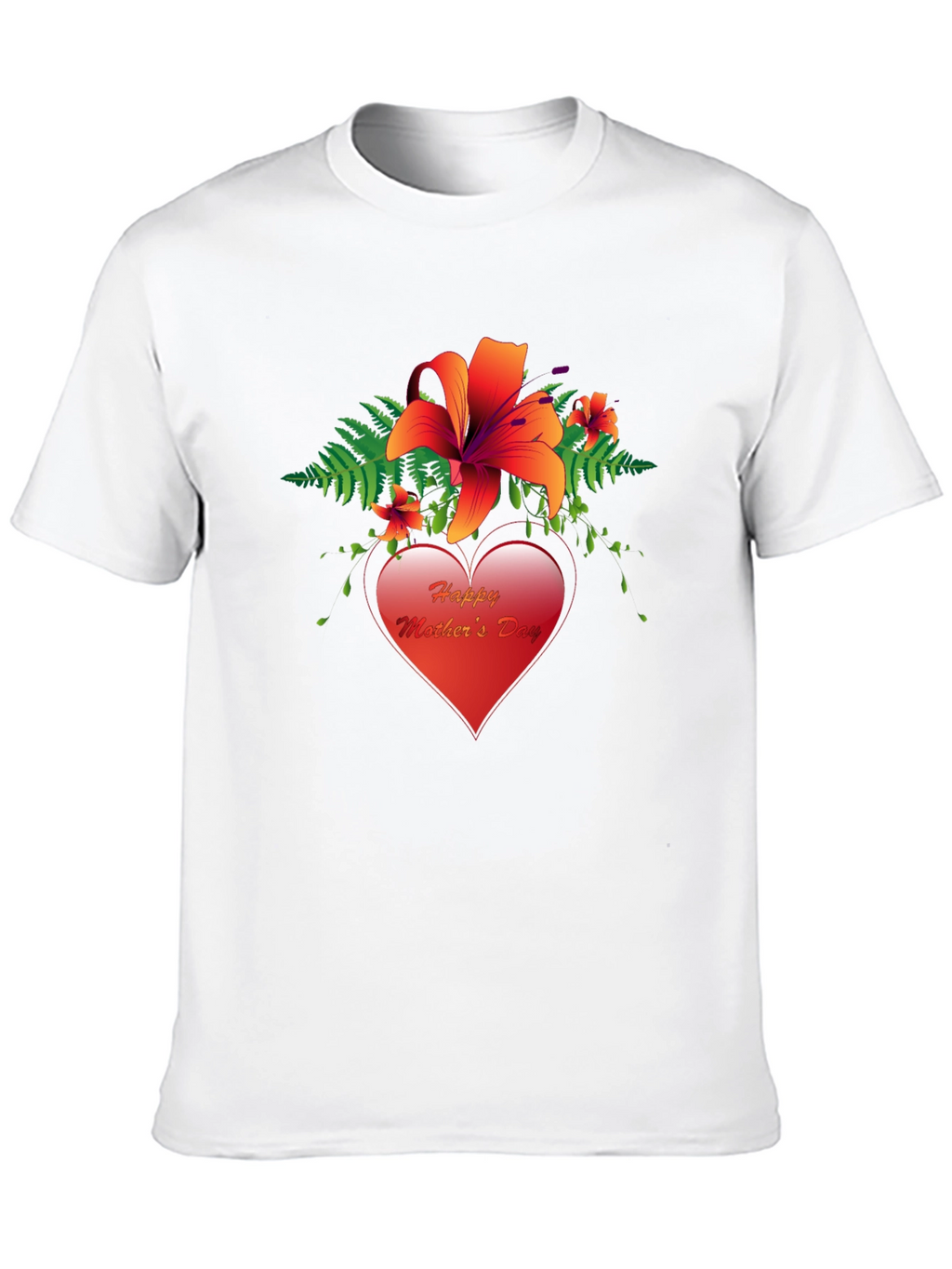 Happy Mothers Day T-Shirt with Floral Heart Design