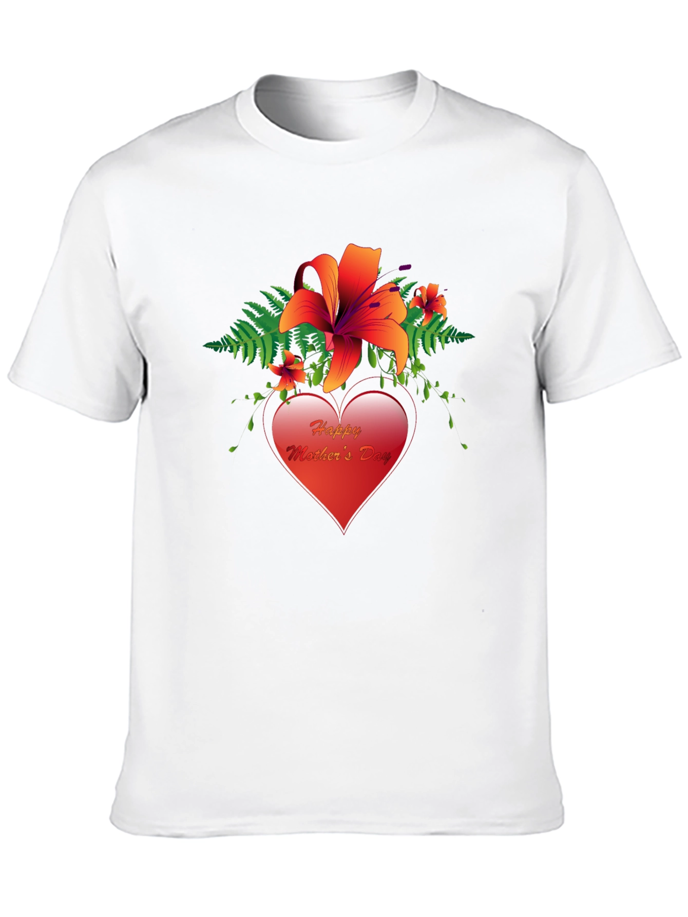 Happy Mothers Day T-Shirt with Floral Heart Design