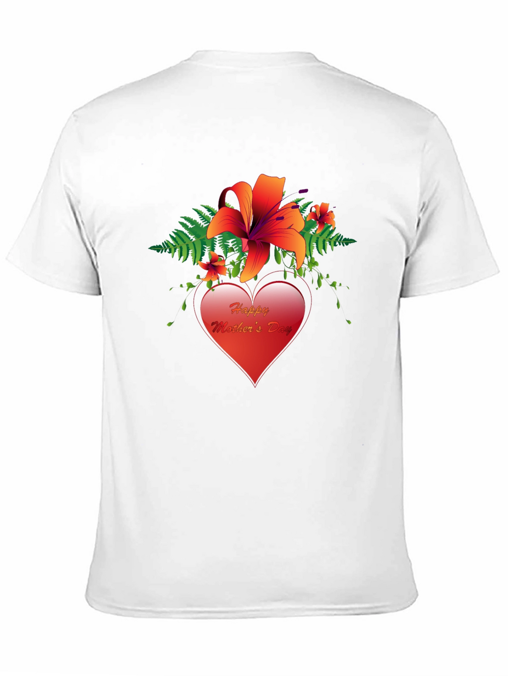 Happy Mothers Day T-Shirt with Floral Heart Design