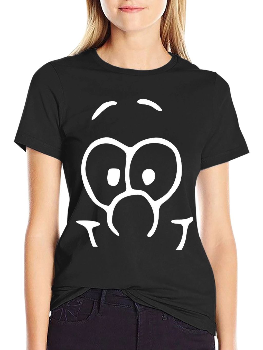 Goofy Face Graphic Tee - Black Cotton Blend