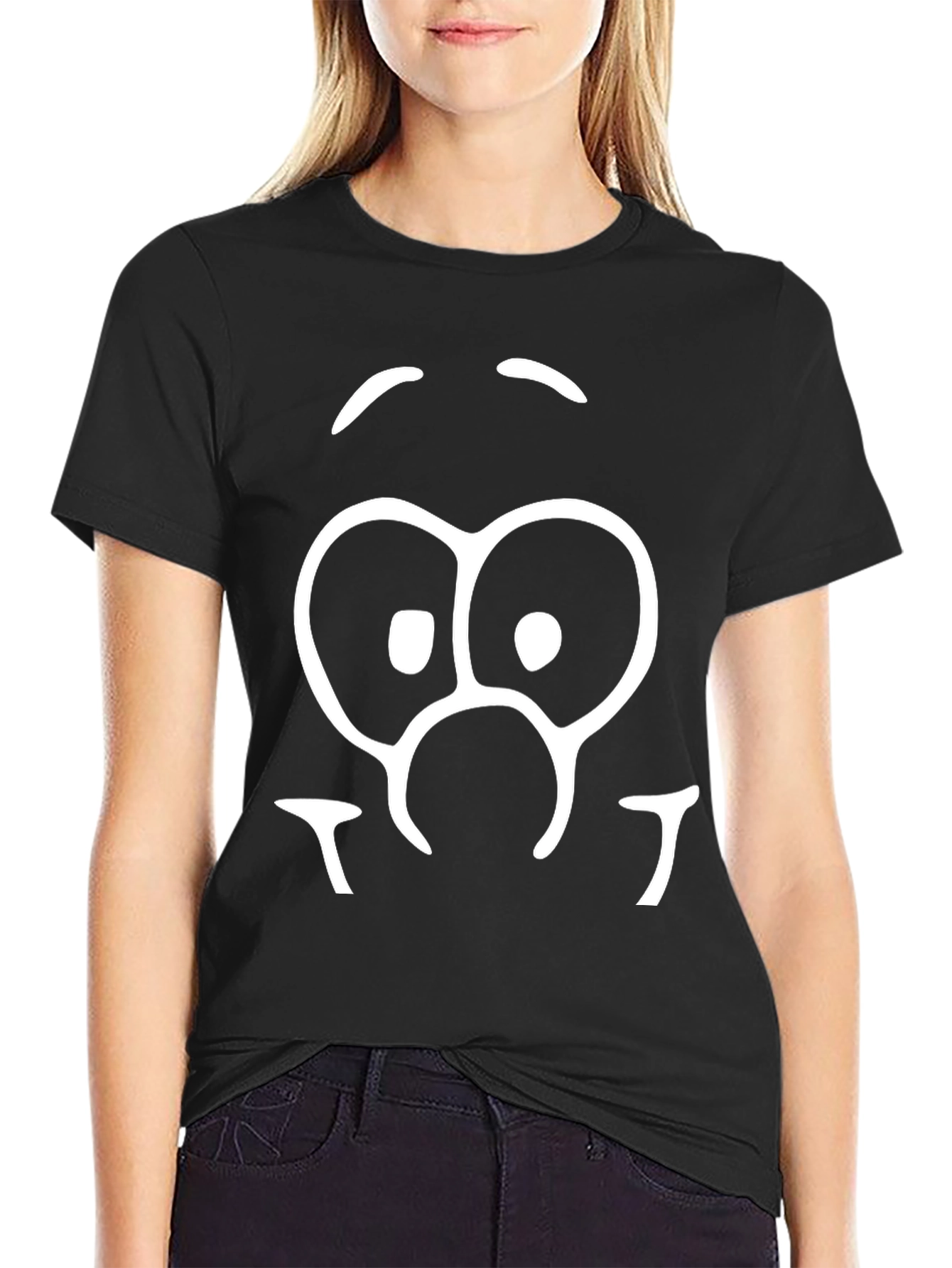 Goofy Face Graphic Tee - Black Cotton Blend