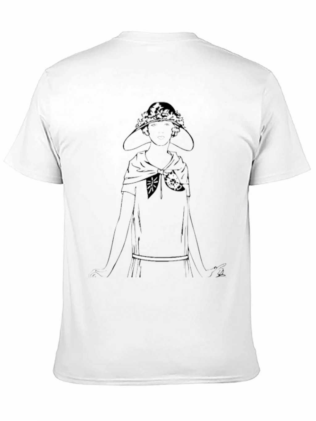 Black T-Shirt with Woman in Hat Graphic