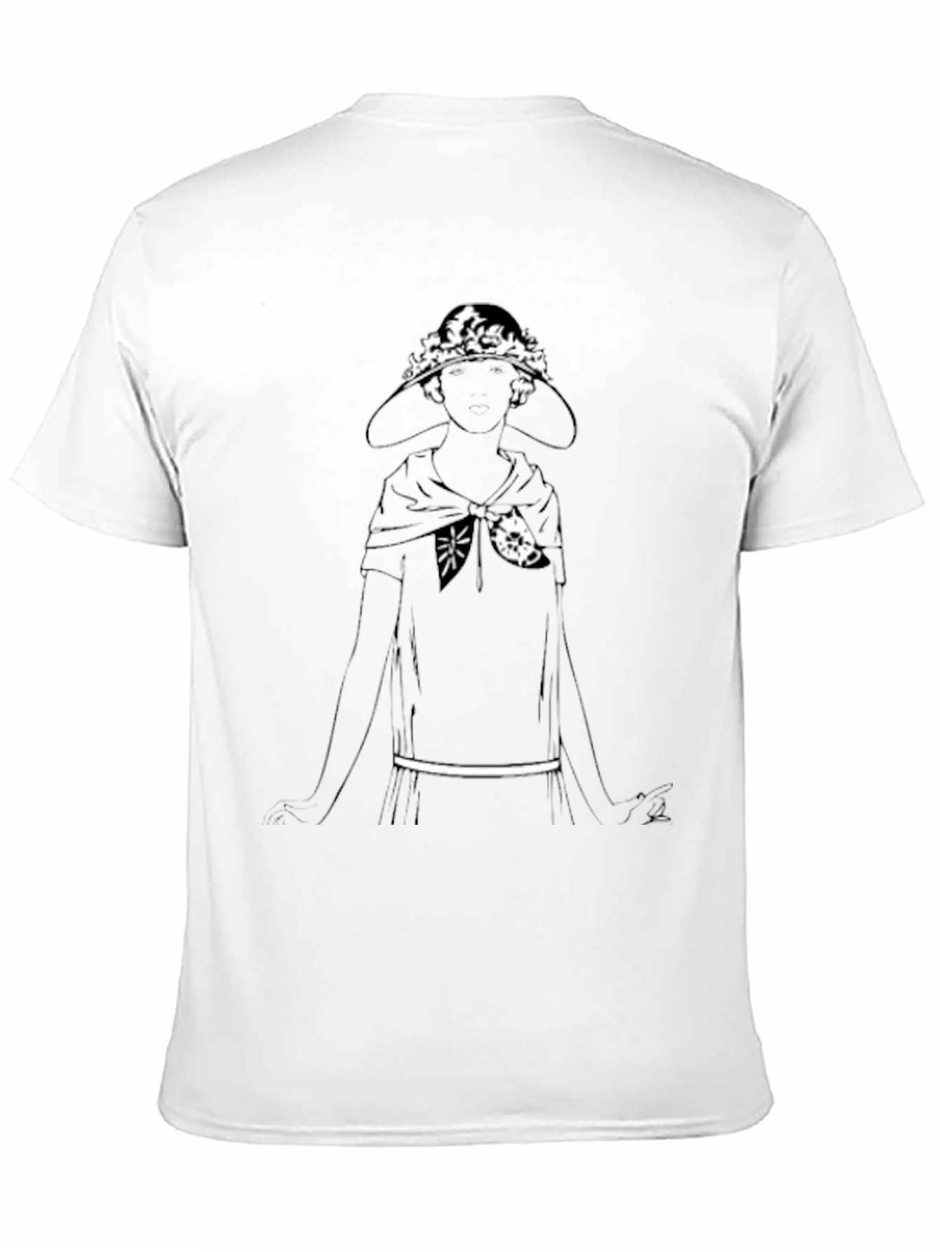 Black T-Shirt with Woman in Hat Graphic