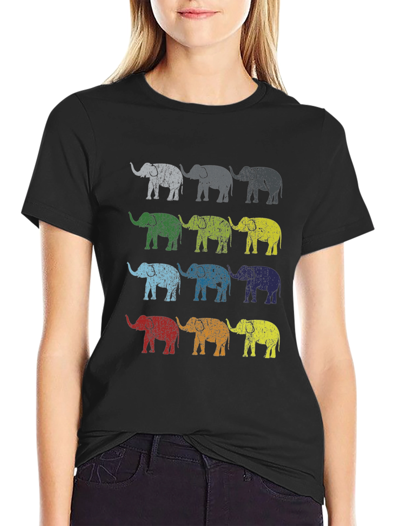 Colorful Elephant Print Mens T-Shirt
