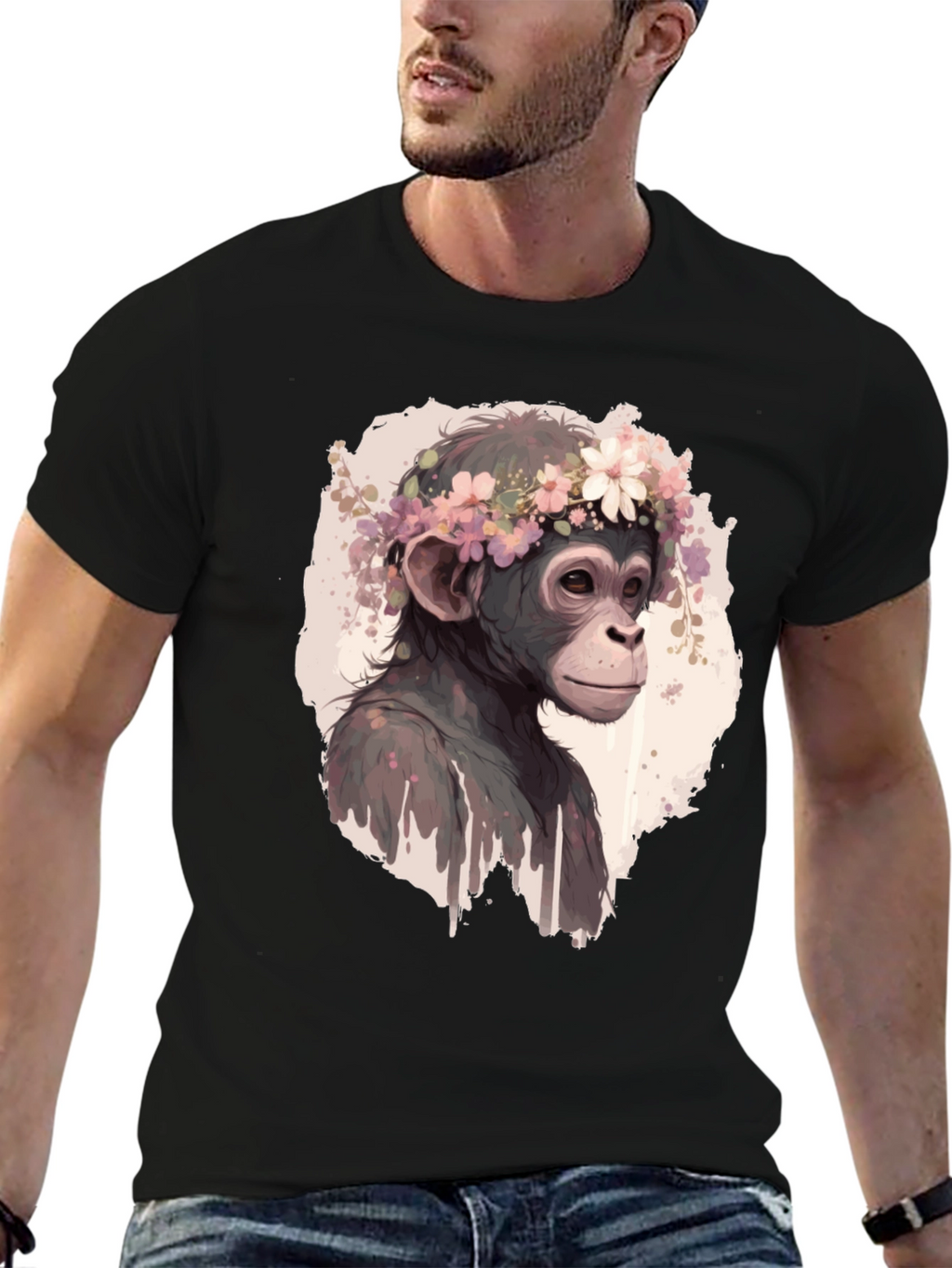 Monkey Flower Crown Graphic T-Shirt
