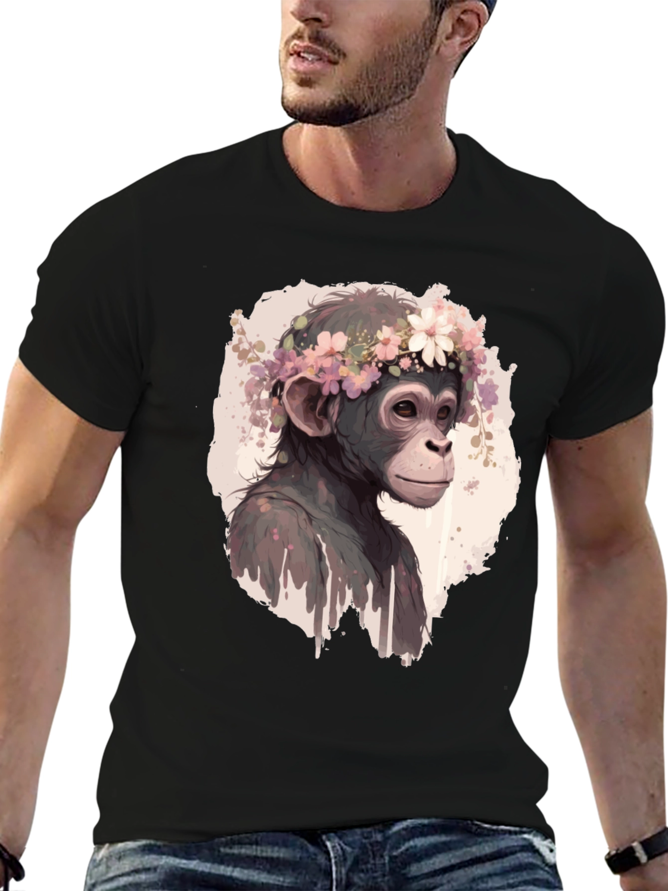 Monkey Flower Crown Graphic T-Shirt