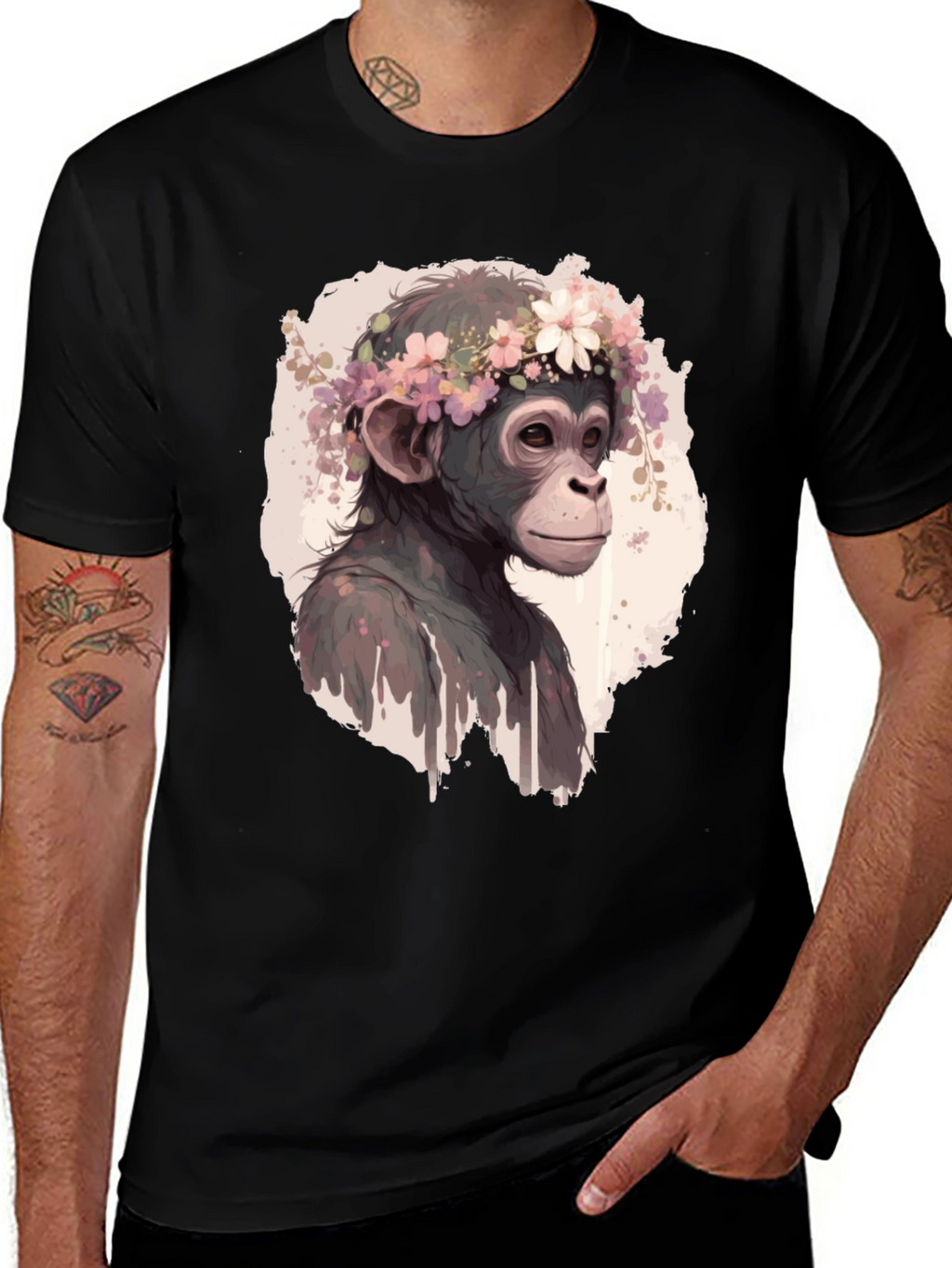 Monkey Flower Crown Graphic T-Shirt