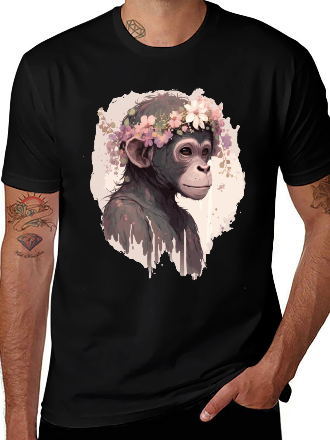 Monkey Flower Crown Graphic T-Shirt