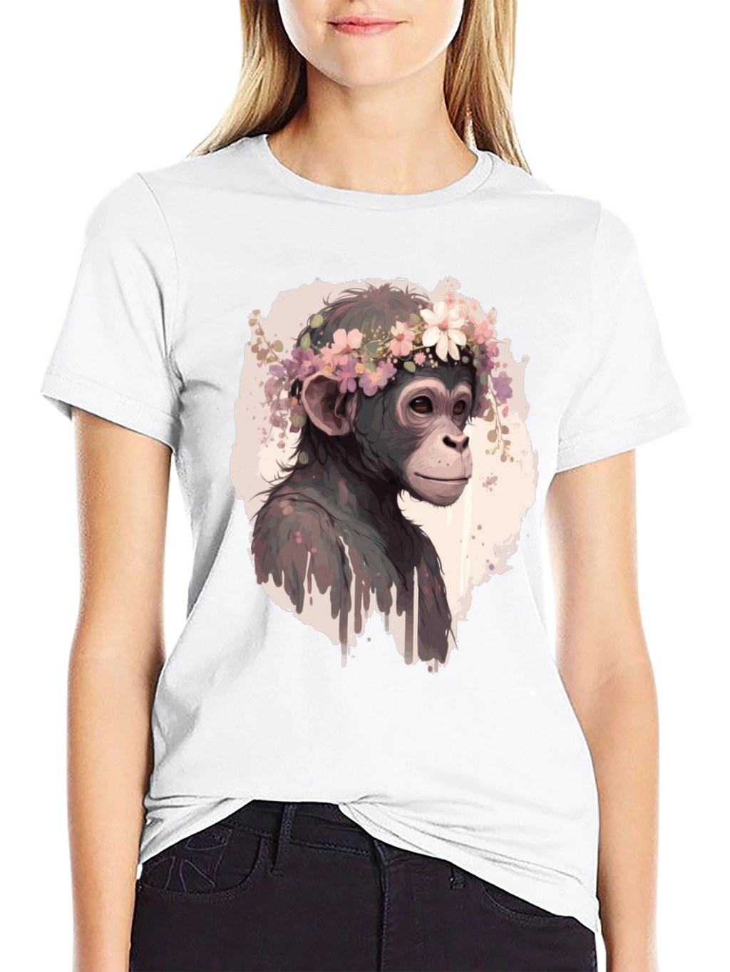 Monkey Flower Crown Graphic T-Shirt