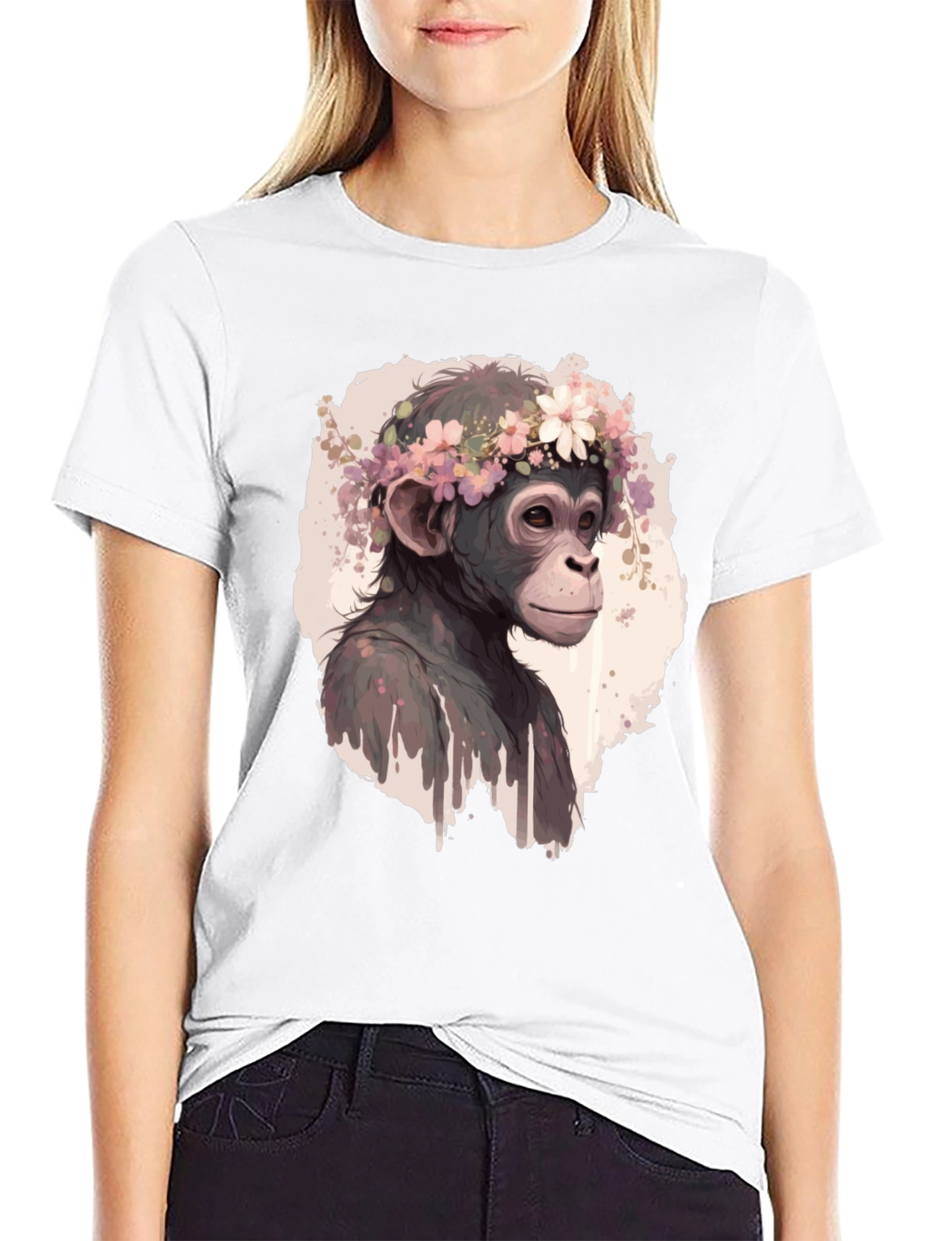 Monkey Flower Crown Graphic T-Shirt