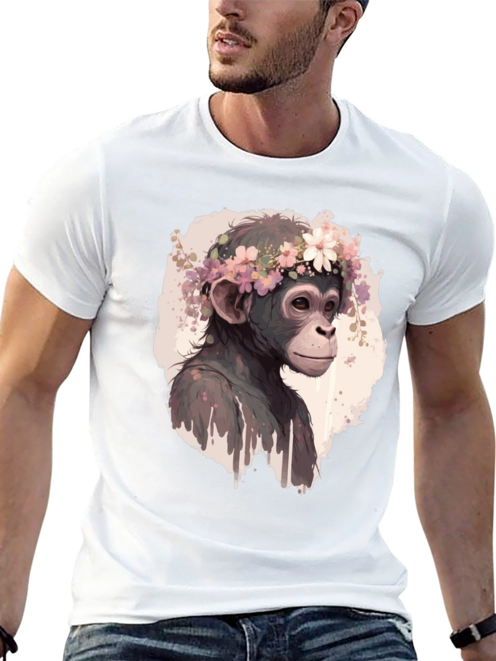Monkey Flower Crown Graphic T-Shirt