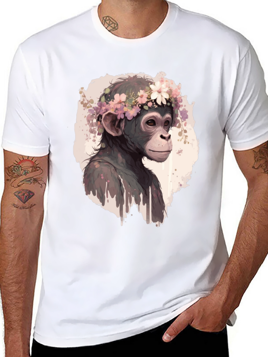 Monkey Flower Crown Graphic T-Shirt