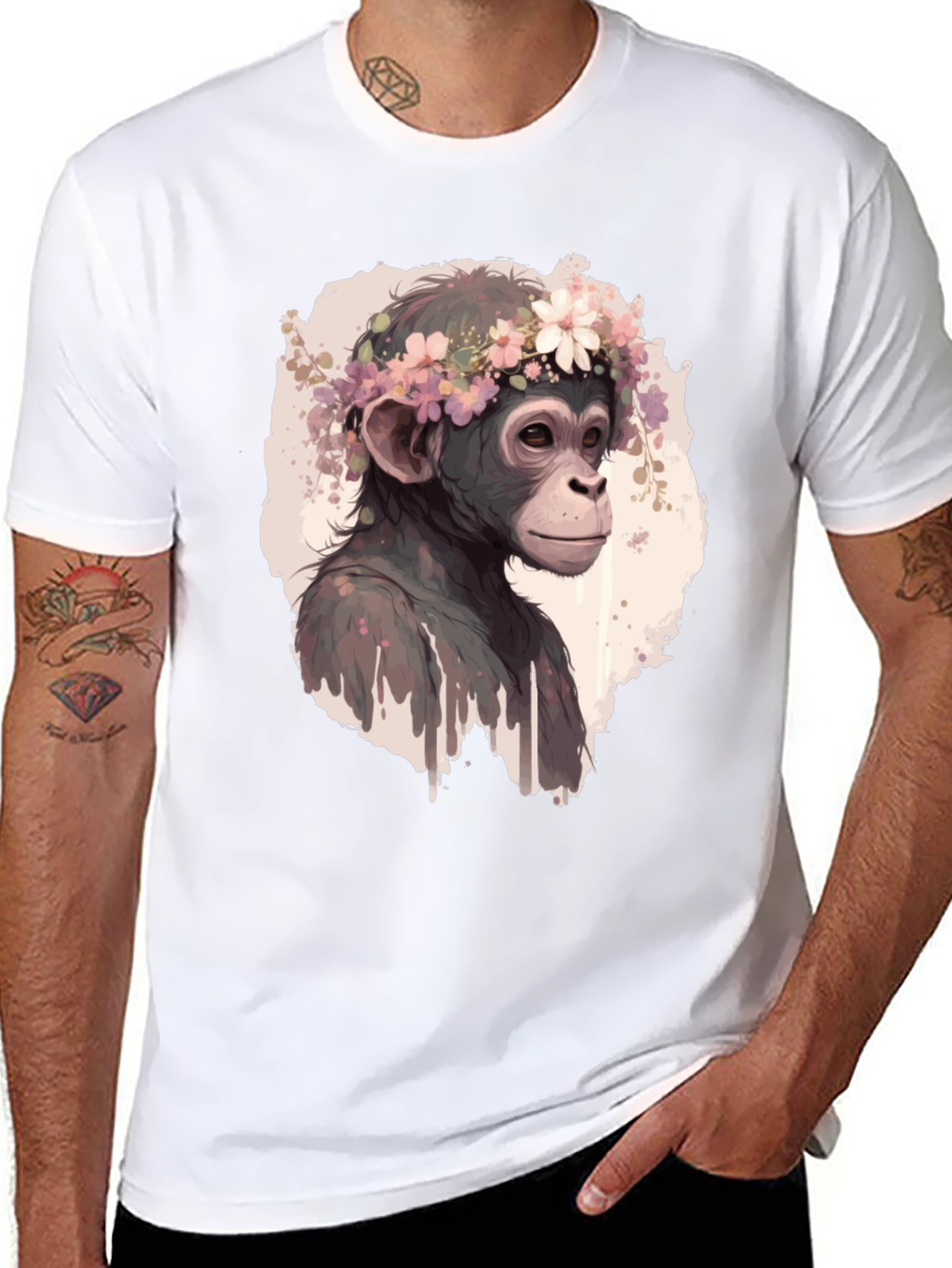 Monkey Flower Crown Graphic T-Shirt