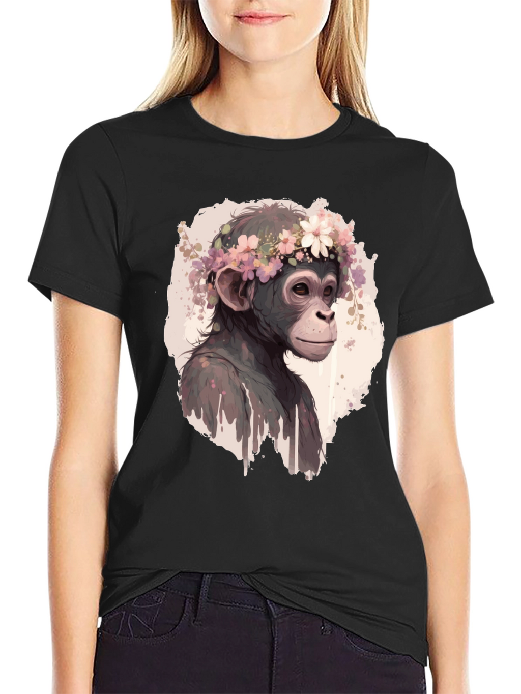 Monkey Flower Crown Graphic T-Shirt