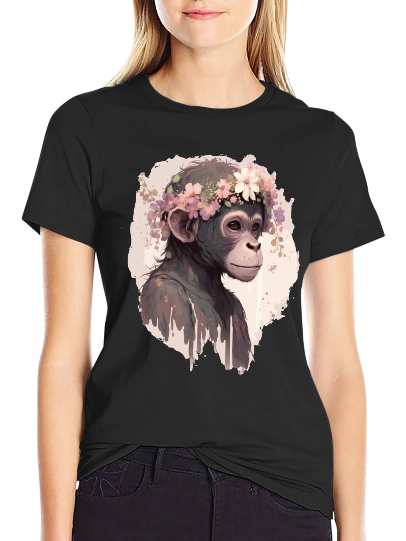Monkey Flower Crown Graphic T-Shirt