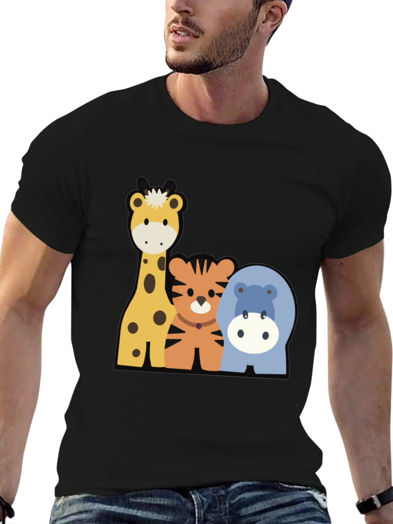 Cartoon Animal Crew Neck Tee