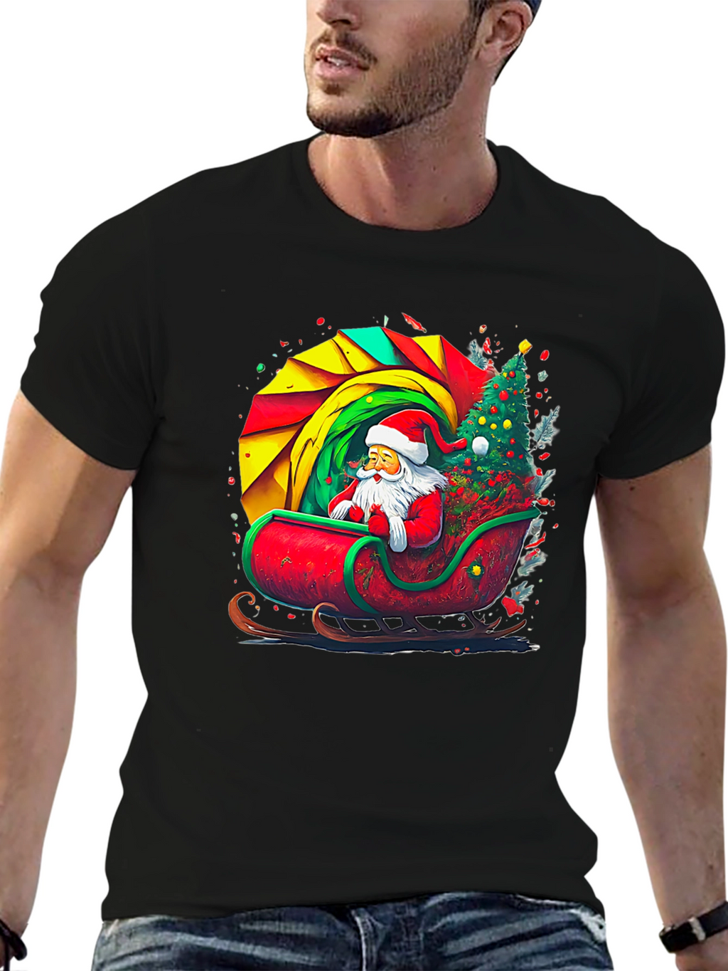 Festive Santa Sleigh Graphic Tee