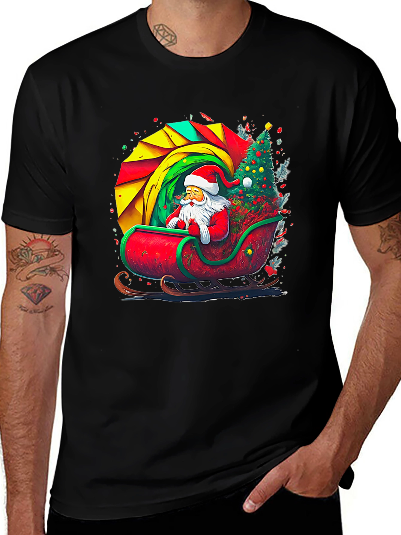 Festive Santa Sleigh Graphic Tee