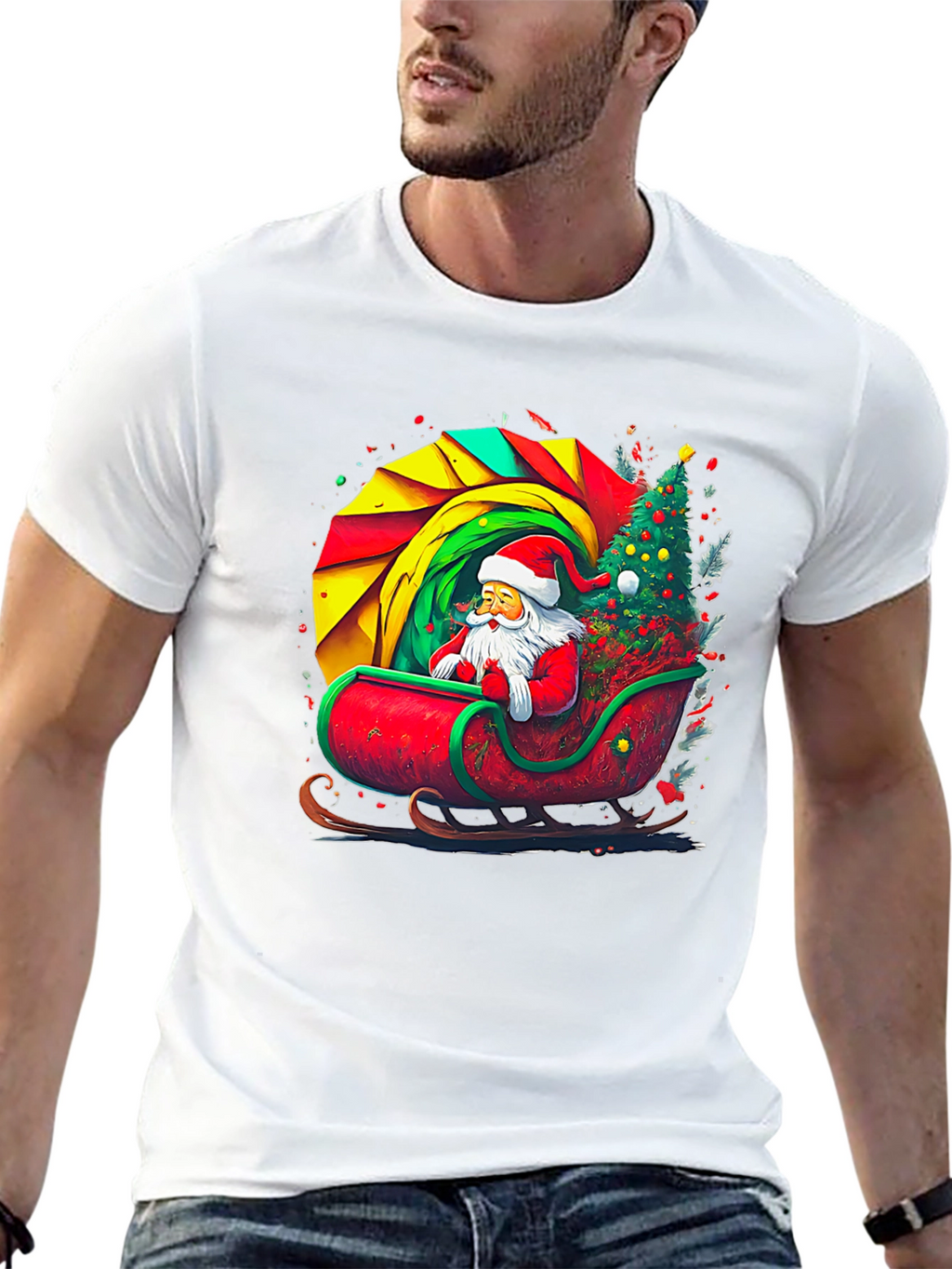 Festive Santa Sleigh Graphic Tee