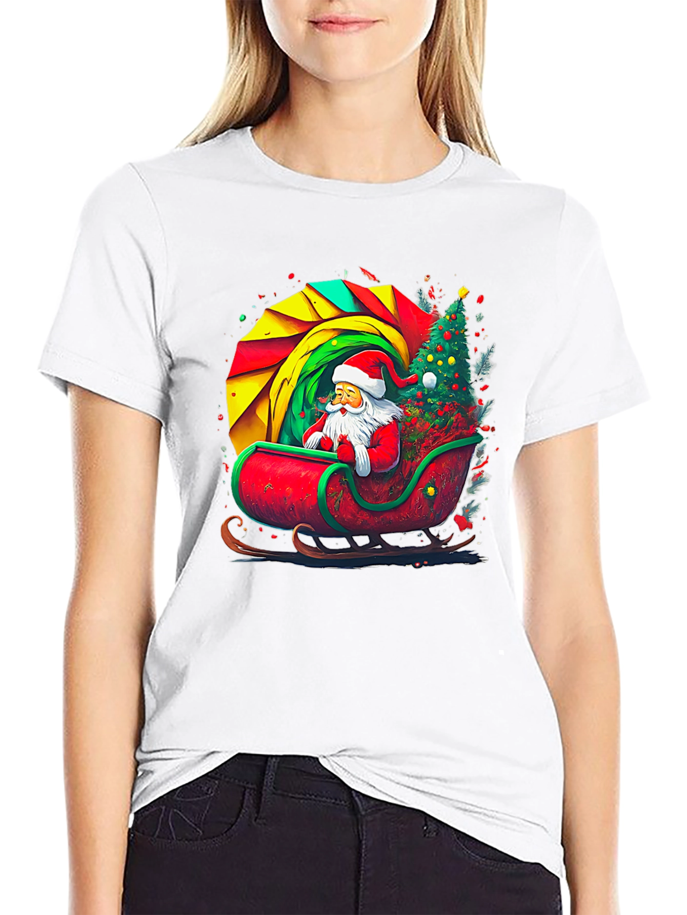 Festive Santa Sleigh Graphic Tee