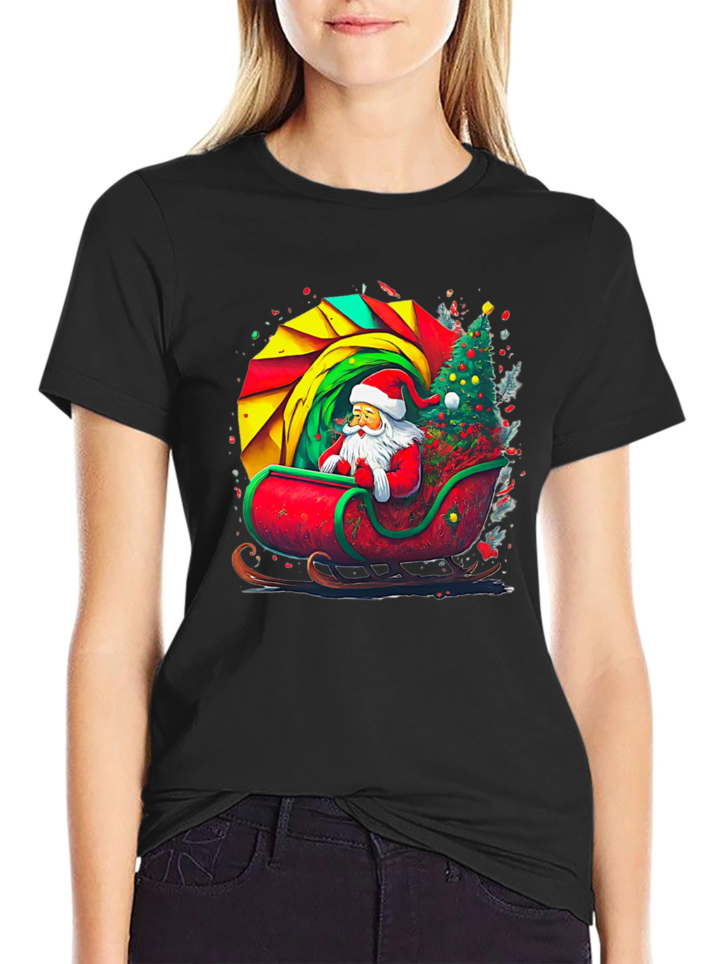 Festive Santa Sleigh Graphic Tee